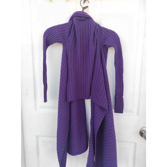 Designer Merino Wool Cashmere Sculpted Front-Drape Wrap Top - Picture 4 of 16